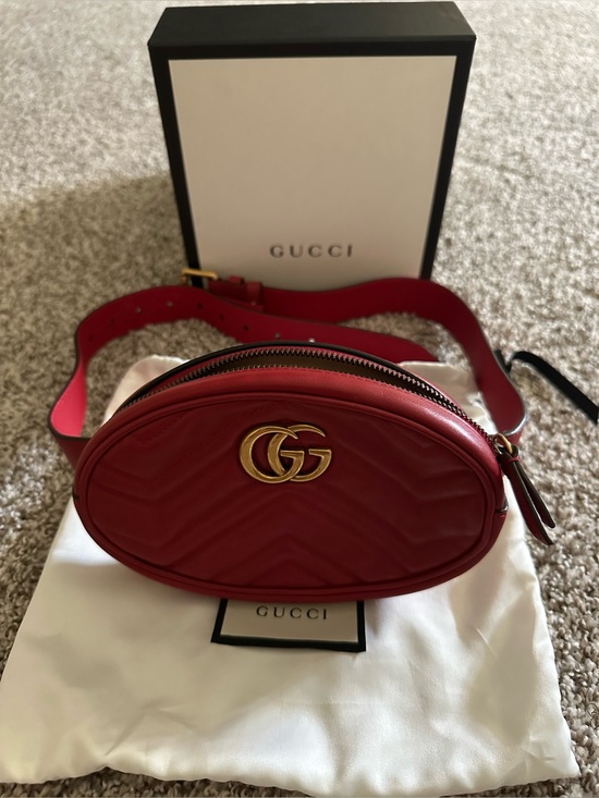 Gucci Handbags - Gucci GG Marmont Matelassé Leather Belt Bag; Color Red; Very Good Condition